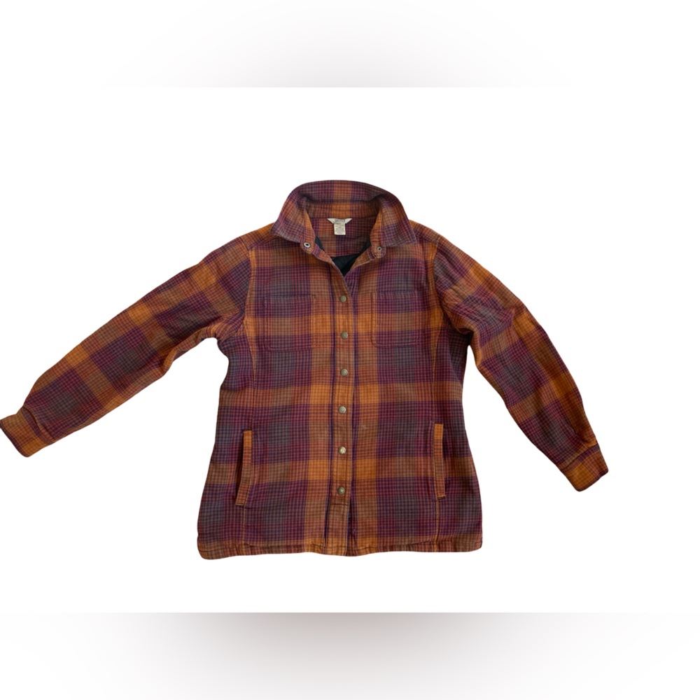 Duluth Trading Co Orange and Purple Plaid Shacket